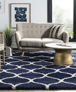 Sifa Carpet Hand Woven Modern Shaggy Carpets with 2Inch Pile Height Blue Color 5x7 Feet