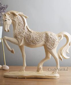 CraftVatika Horse with Uplifted Legs Standing Showpiece Statue for Home Decor Office Living Room Decoration Gift Item (8.5x3x15 Inches), Resin