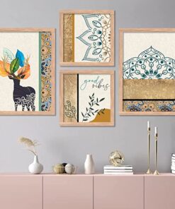 KOTART Paintings Set of 4 Framed Paintings for Wall Decoration, Bedroom - Framed Wall Posters/Paintings for Living Room with Frame - Big Size Wall Paintings/Hangings - Framed Wall Décor