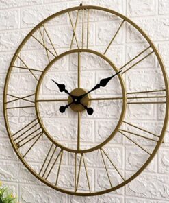 Vintage Clock Iron Hand-Crafted Large Brass Colour Wall Clock (60 x 60 cm)
