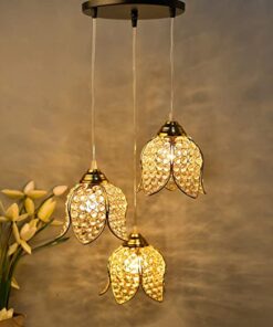 Homesake Metal Decor Hanging Light, Pendant Ceiling Lights for Home Decoration , Home Decor Items for Living Room, Wall Lights, Antique Home Decor, Jhumar Lighting for Home, (Golden, Metal)