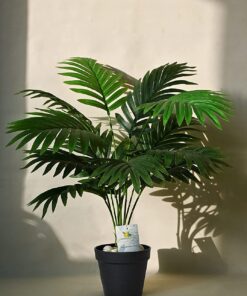 Blooming Floret Artificial Areca Palm for Home Decor/Office Decor/Gifting | Attractive Ornamental Plant | 12 Leaves | with Pot | Natural Looking Indoor Plant