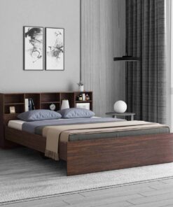 Austin King Size Bed with Headboard Storage in Choco Walnut Finish