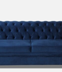 Derince 3 Seater Velvet Sofa In Royal Blue Color