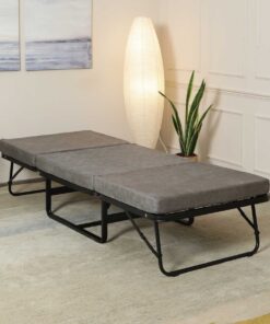 Eurasia Metallic Folding Bed With 3 Inch Mattress In Black Colour