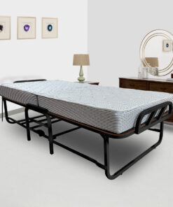 Freddie Roll-Away Single Bed with 6 inch Thick Foam Mattress in Black Finish