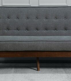 Jazmin 3 seater Sofa in Dark Grey Colour with Brown Oak Finish