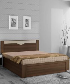 Kosmo Crescent Queen Size Bed with Storage in Dark Acacia Finish