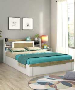 Kosmo Lilly Queen Size Bed With Box Storage In Kingston White Finish
